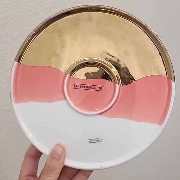 Anthropologie Tamatoa Side Plate Gold Pink White Home Goods 7 Inch Dinnerware - Picture 5 of 6